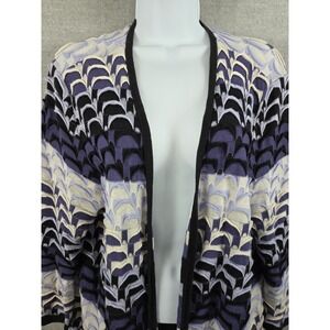 Chicos Eastwear 3 Size XL Purple Cardigan Open Tunic Long Knit Sweater Boho